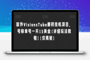 国外VisionsTube搬砖挂机项目，号称单号一天15美金【详细玩法教程】【仅揭秘】