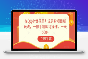 在QQ小世界里引流男粉项目新玩法，一部手机即可操作，一天500+【揭秘】
